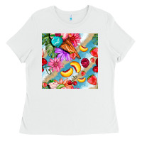 White flowers ice cream fruit Ladies Tee - BundleAndBundleShop
