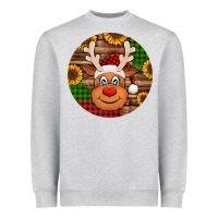 Heather Grey cute reindeer head Christmas Heavyweight Sweatshirt - Jasminsmagicworld