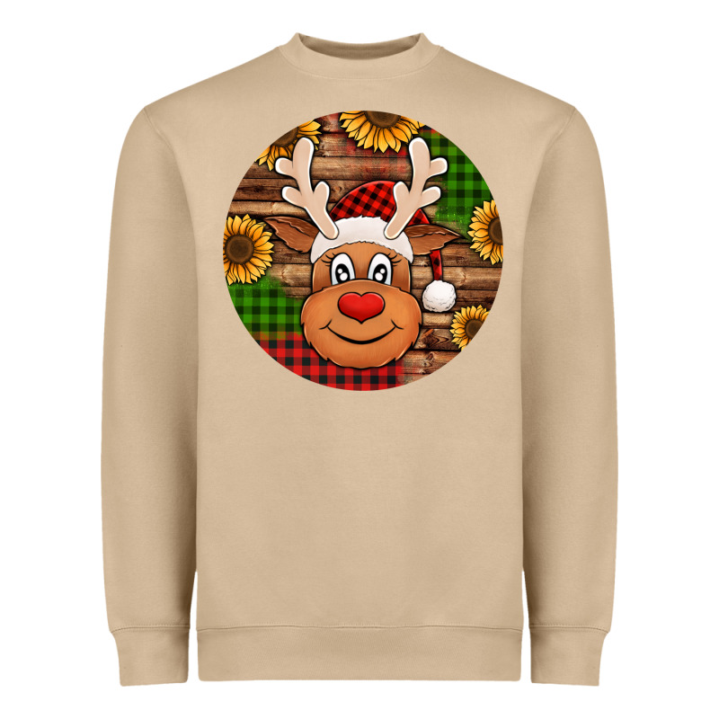 Cute Reindeer Head Christmas Heavyweight Sweatshirt by Jasminsmagicworld | Teevron