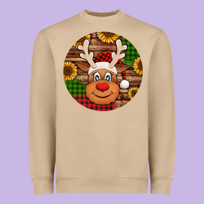Cute Reindeer Head Christmas Heavyweight Sweatshirt Designed By Jasminsmagicworld