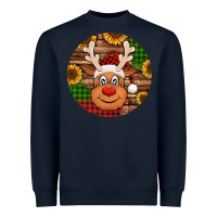 Navy cute reindeer head Christmas Heavyweight Sweatshirt - Jasminsmagicworld