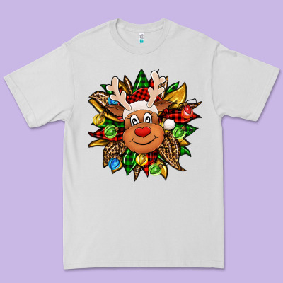 Christmas Reindeer Sunflower Premium Tee Designed By Jasminsmagicworld