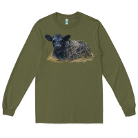 Army Green Black Angus Calf Illustrations Long Sleeve Tee - LillyAllenDesigns