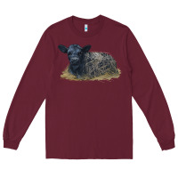 Burgundy Black Angus Calf Illustrations Long Sleeve Tee - LillyAllenDesigns