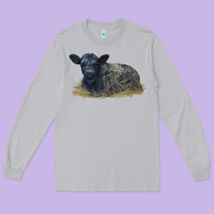 Black Angus Calf Illustrations Long Sleeve Tee Designed By Lillyallendesigns