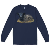 Navy Black Angus Calf Illustrations Long Sleeve Tee - LillyAllenDesigns