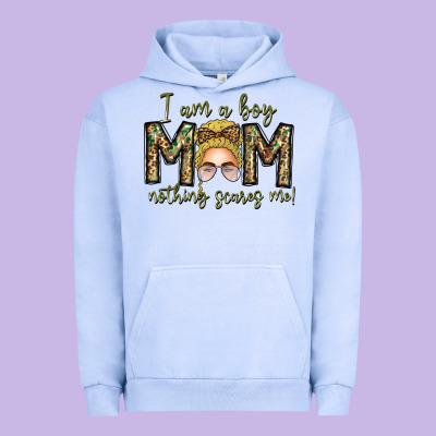Iam Boy Mom Nothing Scares Me Urban Hoodie Designed By Cowhidedigitalart
