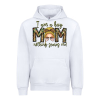 White Iam Boy Mom Nothing Scares Me Urban Hoodie - CowhideDigitalArt