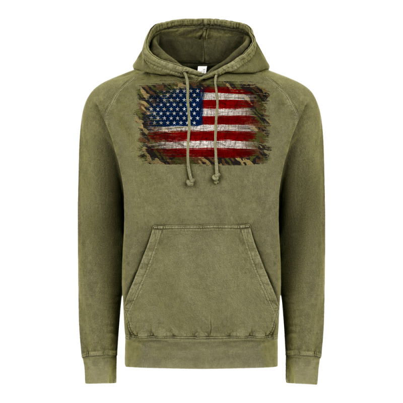 Camouflage Usa Flag Background Vintage Hoodie by Jasminsmagicworld | Teevron