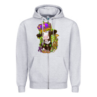 Heather Grey Mardi Gras Cow Zipper Hoodie - HowdyJamesFarm