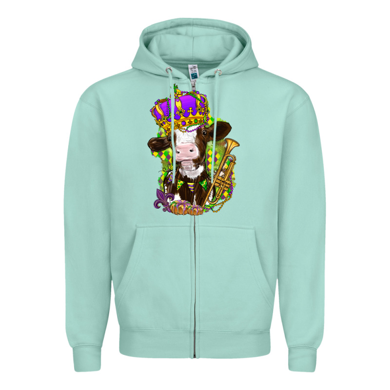 Mardi Gras Cow Zipper Hoodie by HowdyJamesFarm | Teevron