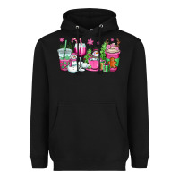 Black pink christmas snowman coffee cups Heavyweight Hoodie - OliviaCreatesArt