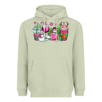 Matcha pink christmas snowman coffee cups Heavyweight Hoodie - OliviaCreatesArt