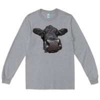 Heather Grey Black Angus Heifer Long Sleeve Tee - LillyAllenDesigns
