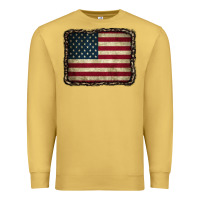 Antique Gold American Flag With Leopard Frame Premium Sweatshirt - CowCowDesign
