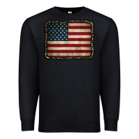 Black American Flag With Leopard Frame Premium Sweatshirt - CowCowDesign