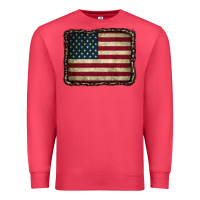 Cardinal American Flag With Leopard Frame Premium Sweatshirt - CowCowDesign