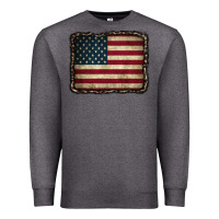 Charcoal Heather American Flag With Leopard Frame Premium Sweatshirt - CowCowDesign