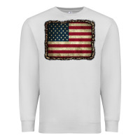 Dove Grey American Flag With Leopard Frame Premium Sweatshirt - CowCowDesign