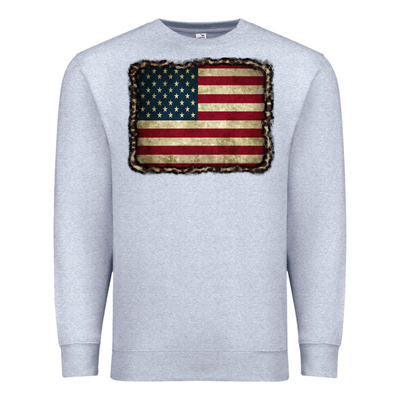 American Flag With Leopard Frame Premium Sweatshirt by CowCowDesign | Teevron