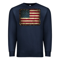 Navy American Flag With Leopard Frame Premium Sweatshirt - CowCowDesign