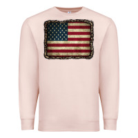 Pale Pink American Flag With Leopard Frame Premium Sweatshirt - CowCowDesign
