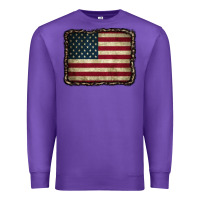 Purple American Flag With Leopard Frame Premium Sweatshirt - CowCowDesign