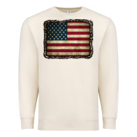 Sandshell American Flag With Leopard Frame Premium Sweatshirt - CowCowDesign