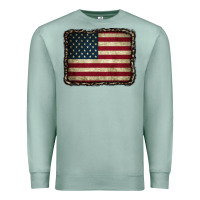 Seafoam American Flag With Leopard Frame Premium Sweatshirt - CowCowDesign