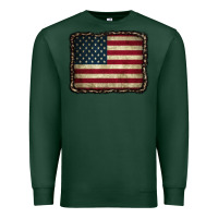 Sports Green American Flag With Leopard Frame Premium Sweatshirt - CowCowDesign
