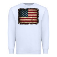 White American Flag With Leopard Frame Premium Sweatshirt - CowCowDesign