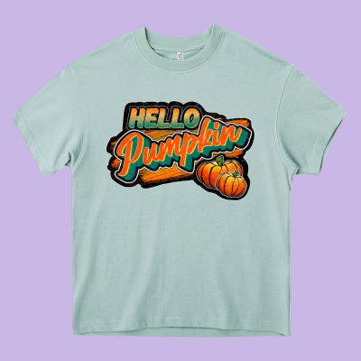 Hello Pumpkin Black Heavy Core Tee Designed By Jahusdesignshop