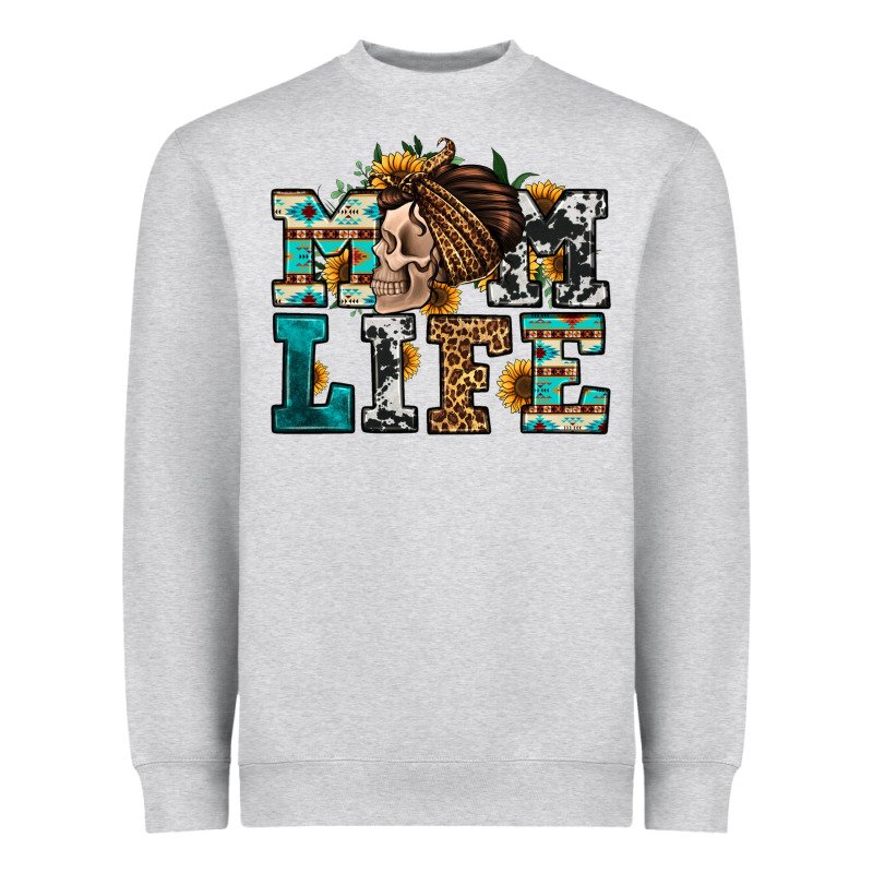 Western Momlife Skull With Bandana Heavyweight Sweatshirt by Jasminsmagicworld | Teevron