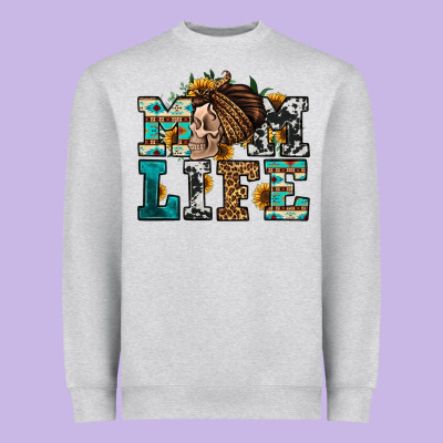 Western Momlife Skull With Bandana Heavyweight Sweatshirt Designed By Jasminsmagicworld