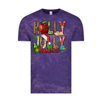 Cloud Purple holly jolly teacher Vintage Tee - NancyCooperArtShop