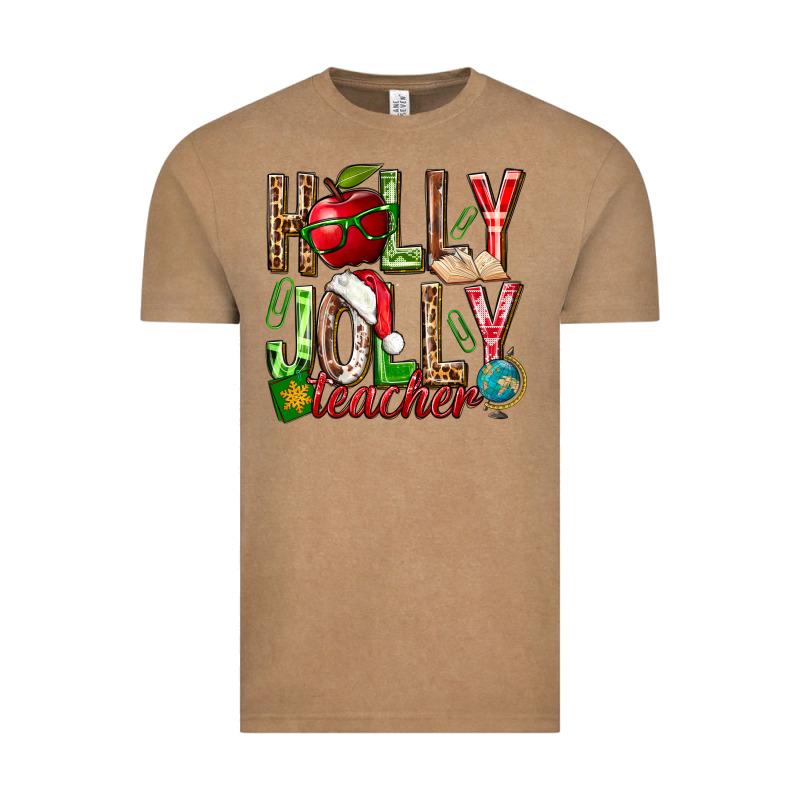 Holly Jolly Teacher Vintage Tee by NancyCooperArtShop | Teevron