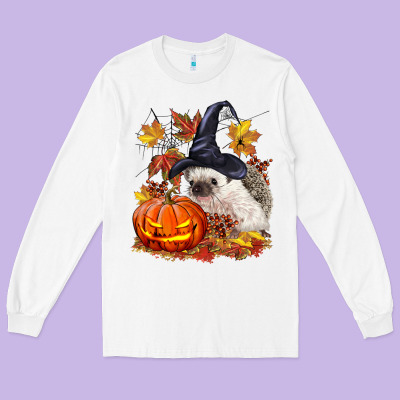 Halloween Hedgehog Long Sleeve Tee Designed By Lillyallendesigns