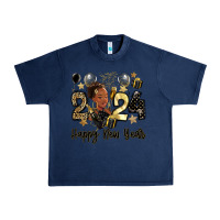 Navy 2024 happy new year black woman Urban Heavy Tee - MaliasSmallBusiness