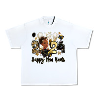 White 2024 happy new year black woman Urban Heavy Tee - MaliasSmallBusiness
