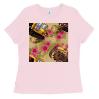 Bubblegum Pink trencher chain seamless pattern Ladies Tee - BundleAndBundleShop
