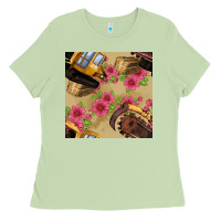 Matcha trencher chain seamless pattern Ladies Tee - BundleAndBundleShop
