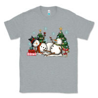 Heather Grey christmas snowmen with wine Classic Tee - MaliasSmallBusiness