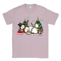 Lilac christmas snowmen with wine Classic Tee - MaliasSmallBusiness