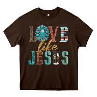 Chocolate Brown love like jesus Heavy Core Tee - Artiststas