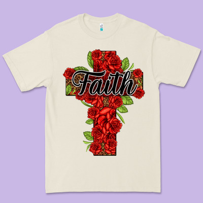 Faith Floral Cross Premium Tee Designed By Nancycooperartshop