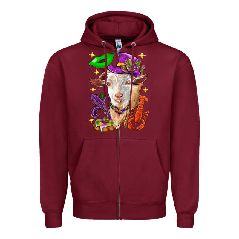 Mardi Gras Goat Zipper Hoodie by HowdyJamesFarm | Teevron