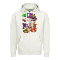 Oatmeal Heather Mardi Gras Goat Zipper Hoodie - HowdyJamesFarm