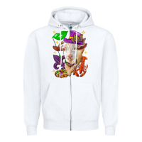 White Mardi Gras Goat Zipper Hoodie - HowdyJamesFarm