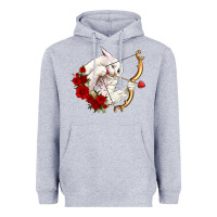 Heather Grey cupid cat Heavyweight Hoodie - OliviaCreatesArt