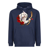 Navy cupid cat Heavyweight Hoodie - OliviaCreatesArt